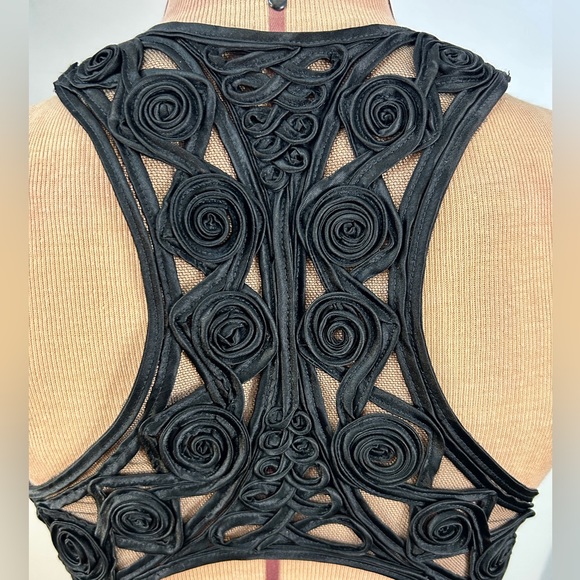 Vintage Jessica McClintock Gunne Sax Black Dress with Slit and Back Detail - Picture 7 of 12